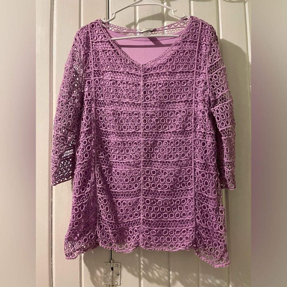 Christopher & Banks crocheted sweater X-large EUC